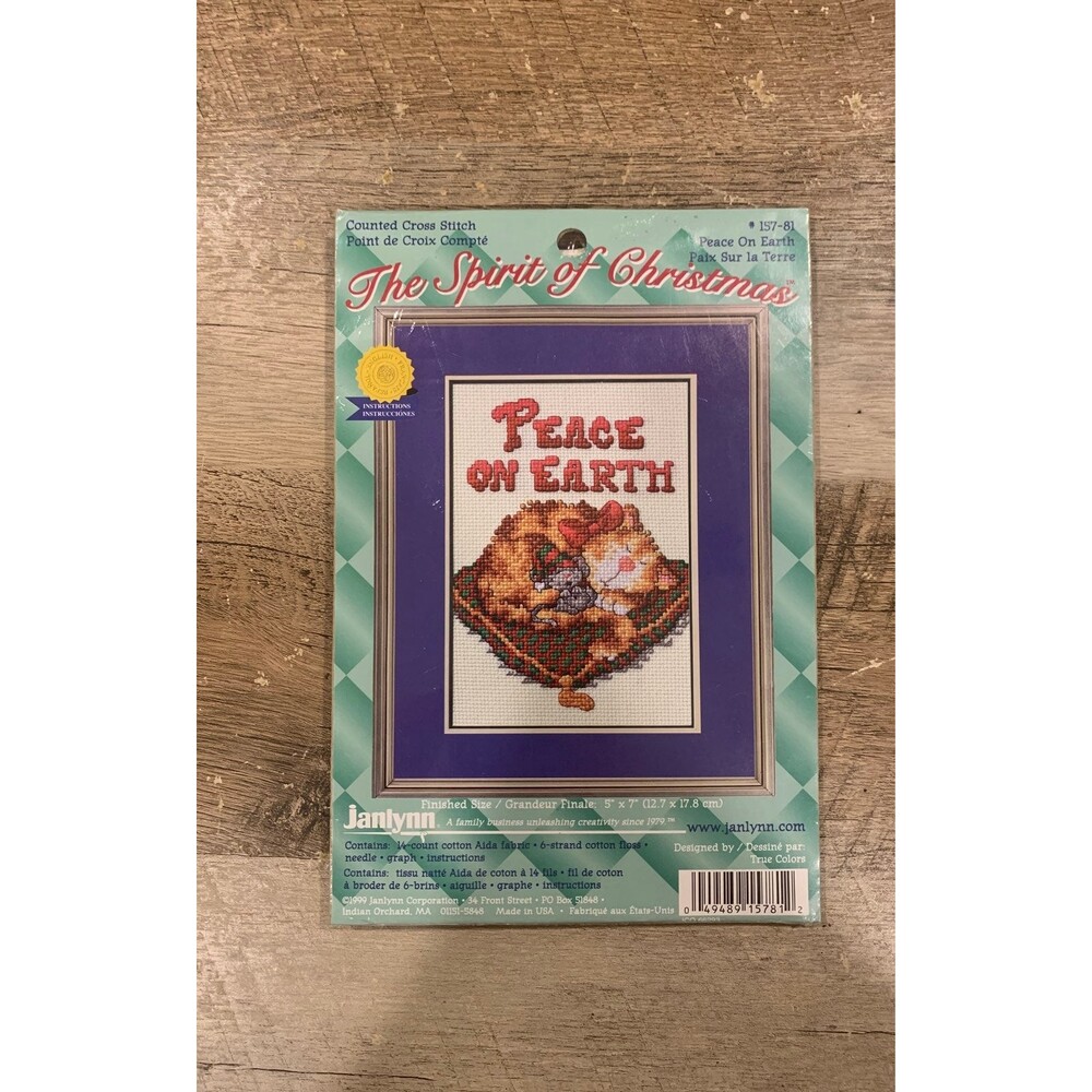 cross stitch vintage peace on earrh janlynn